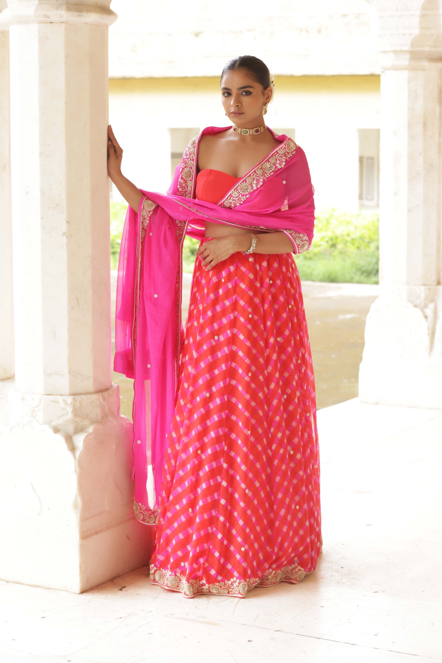 Coral Bloom Zardozi Lehenga