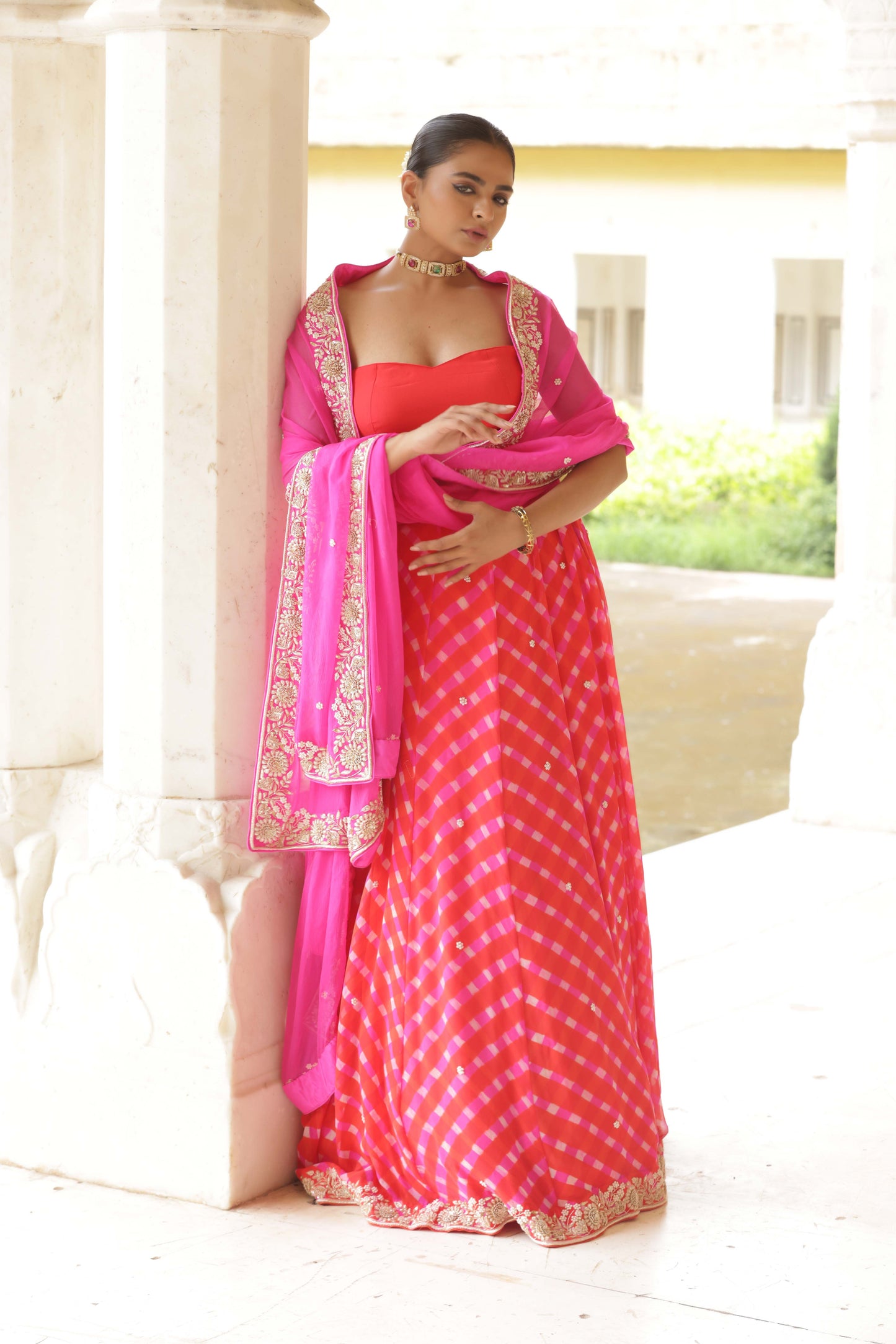 Coral Bloom Zardozi Lehenga