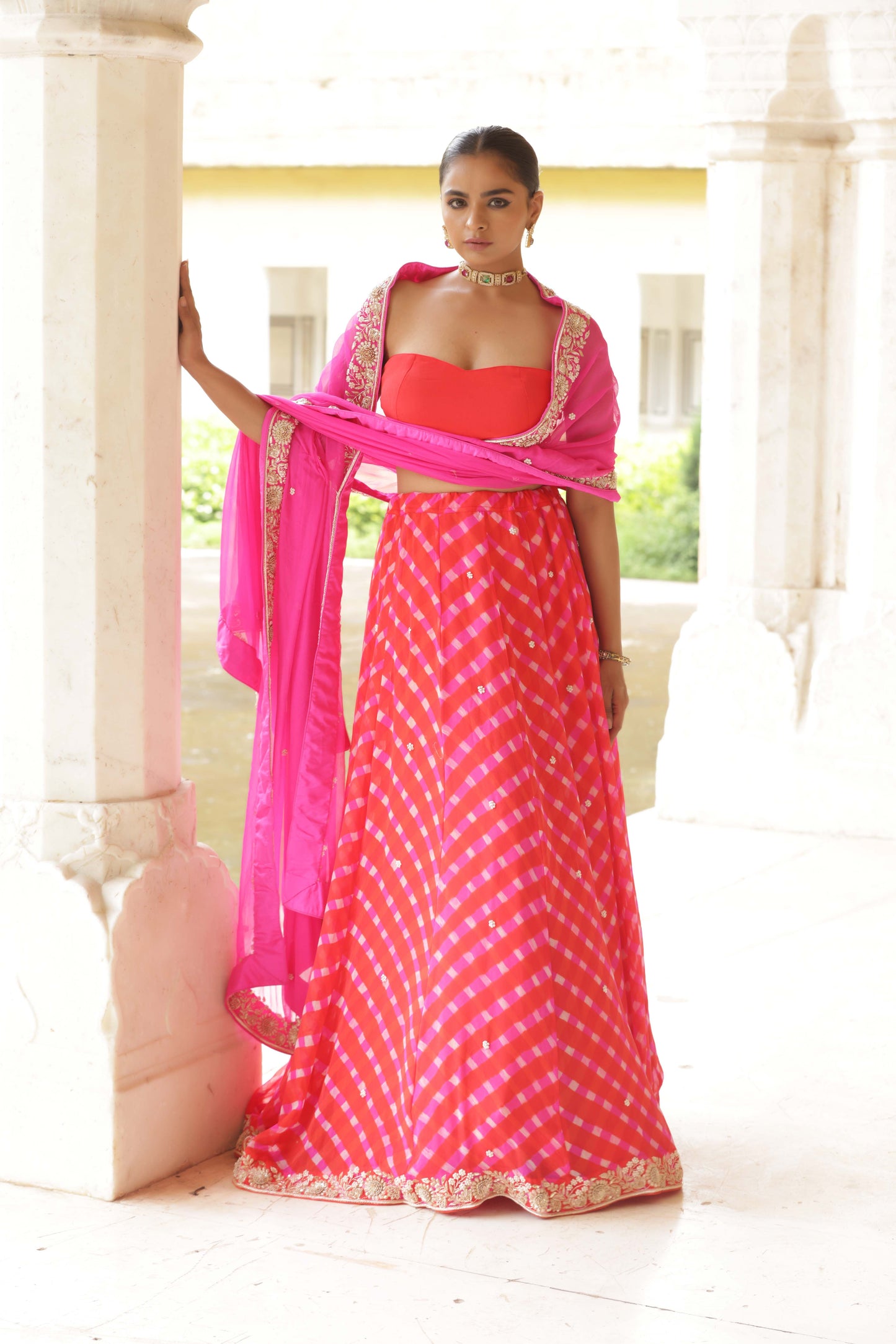 Coral Bloom Zardozi Lehenga
