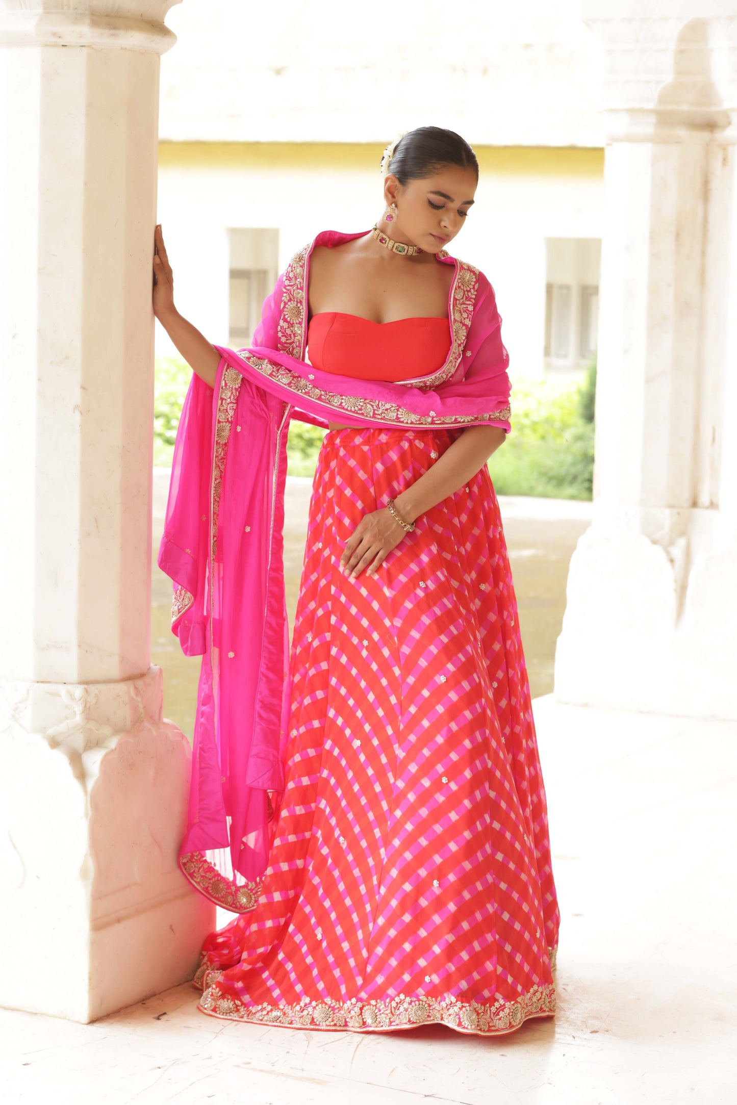 Coral Bloom Zardozi Lehenga