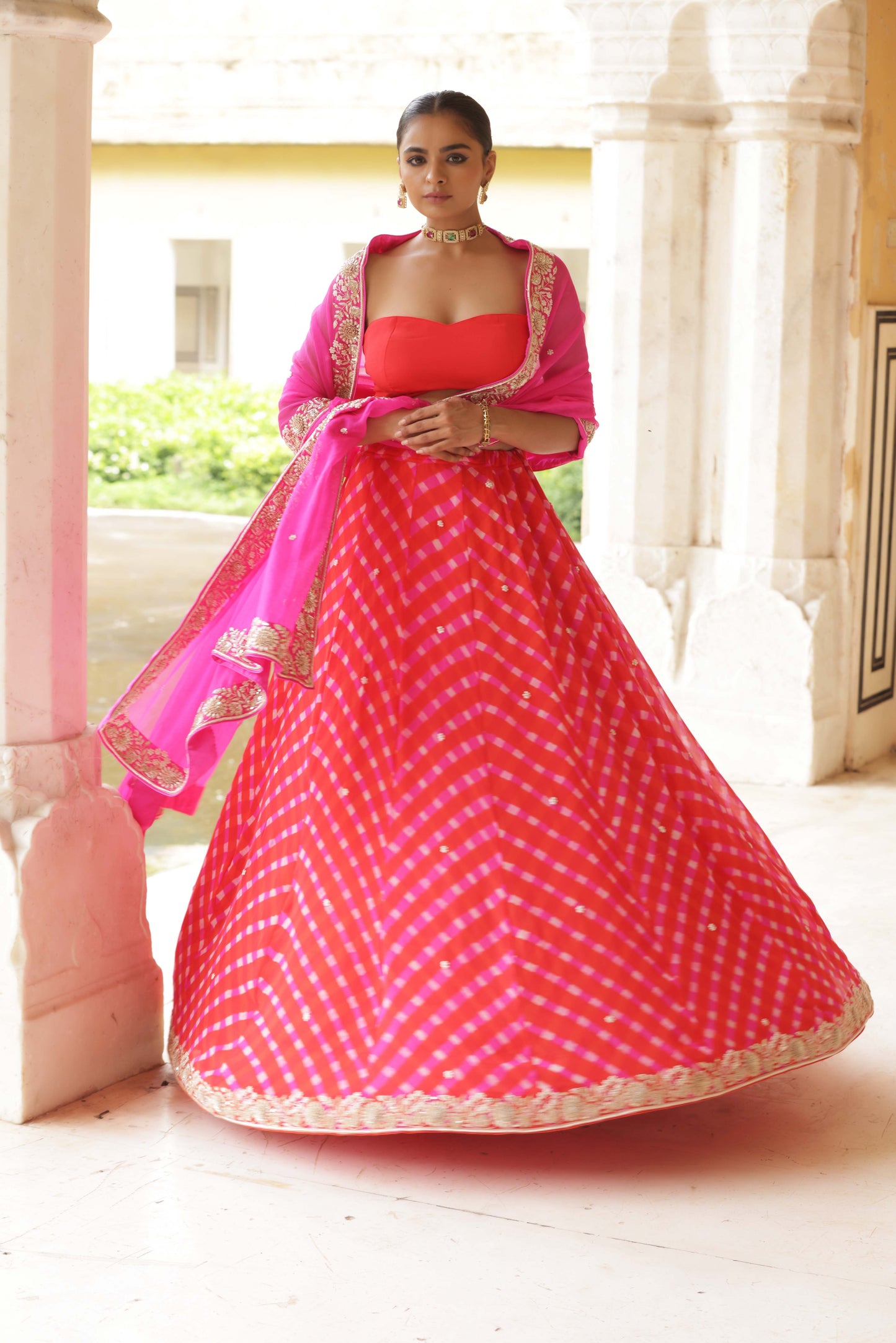 Coral Bloom Zardozi Lehenga
