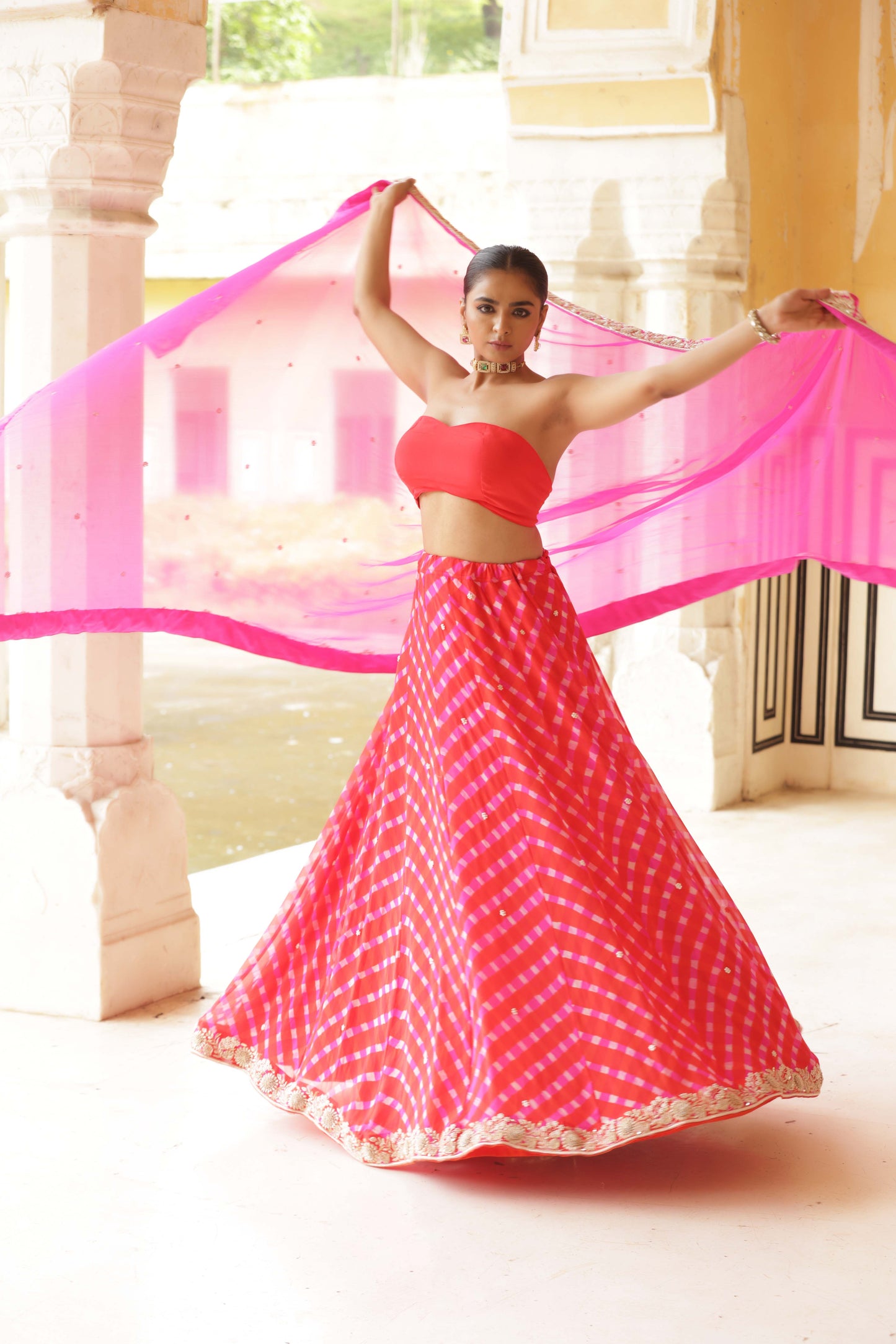 Coral Bloom Zardozi Lehenga