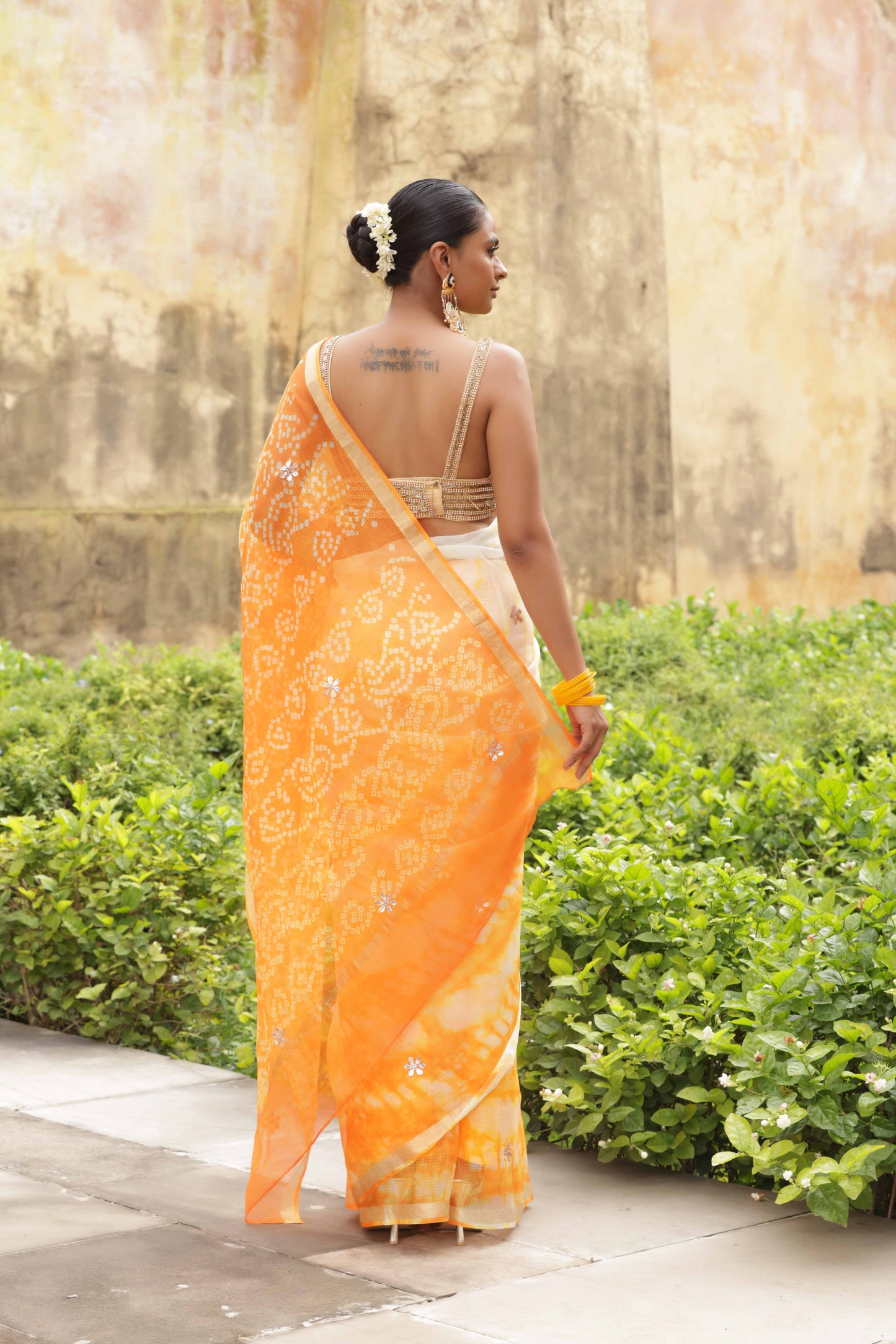 Saffron Aabha Saree
