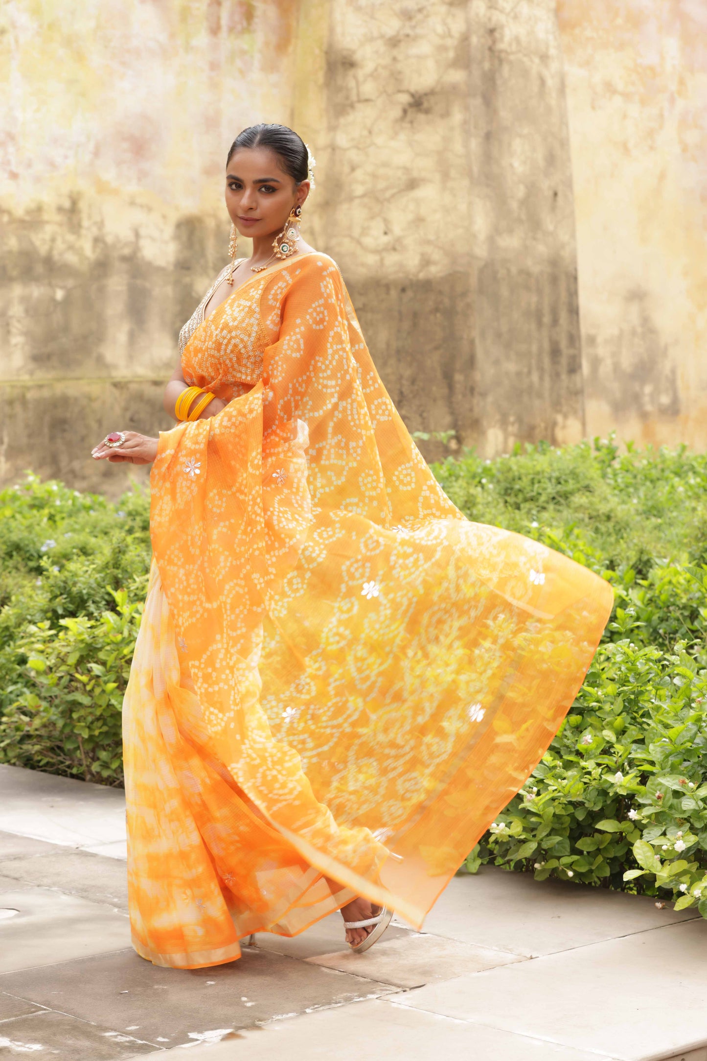 Saffron Aabha Saree