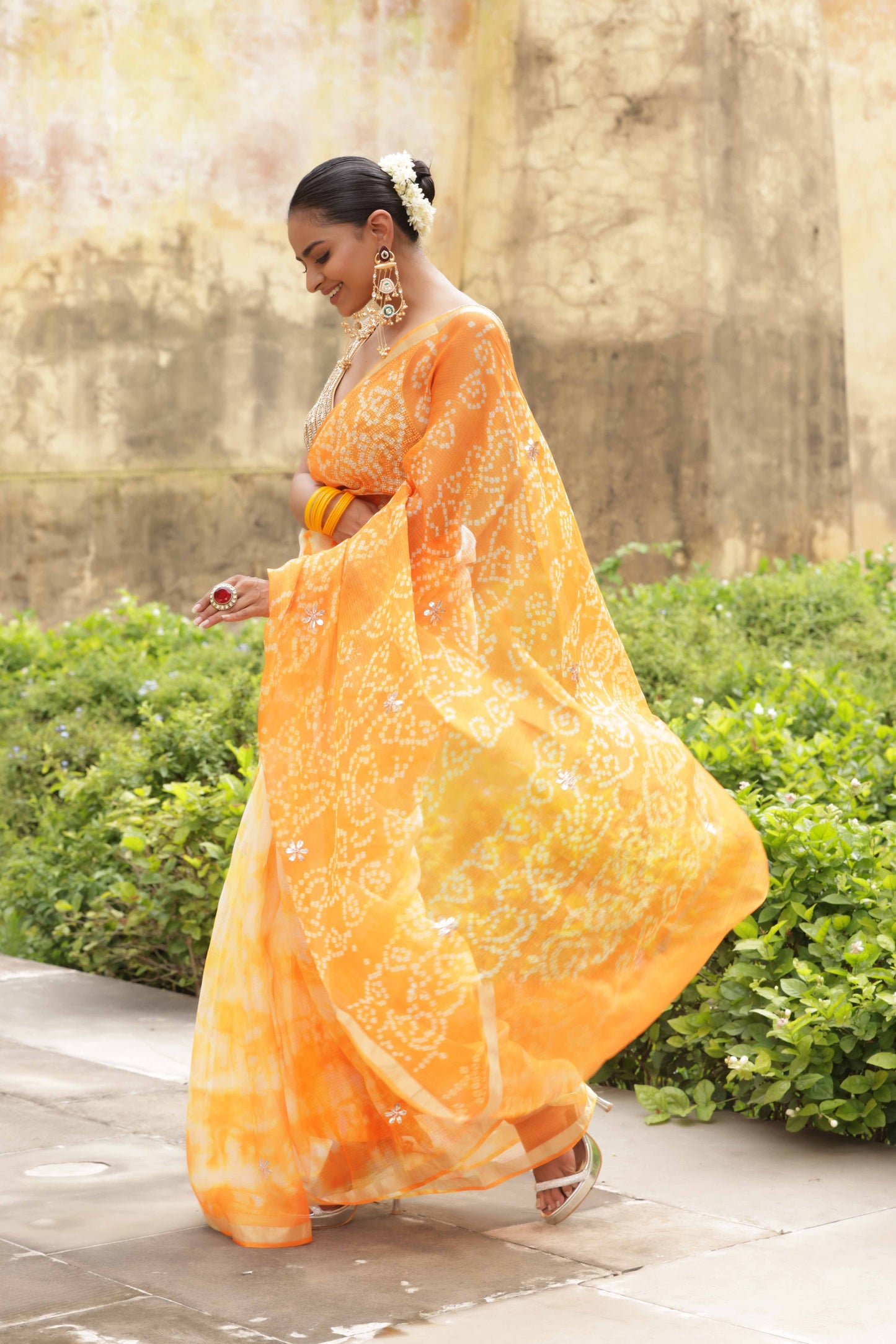 Saffron Aabha Saree