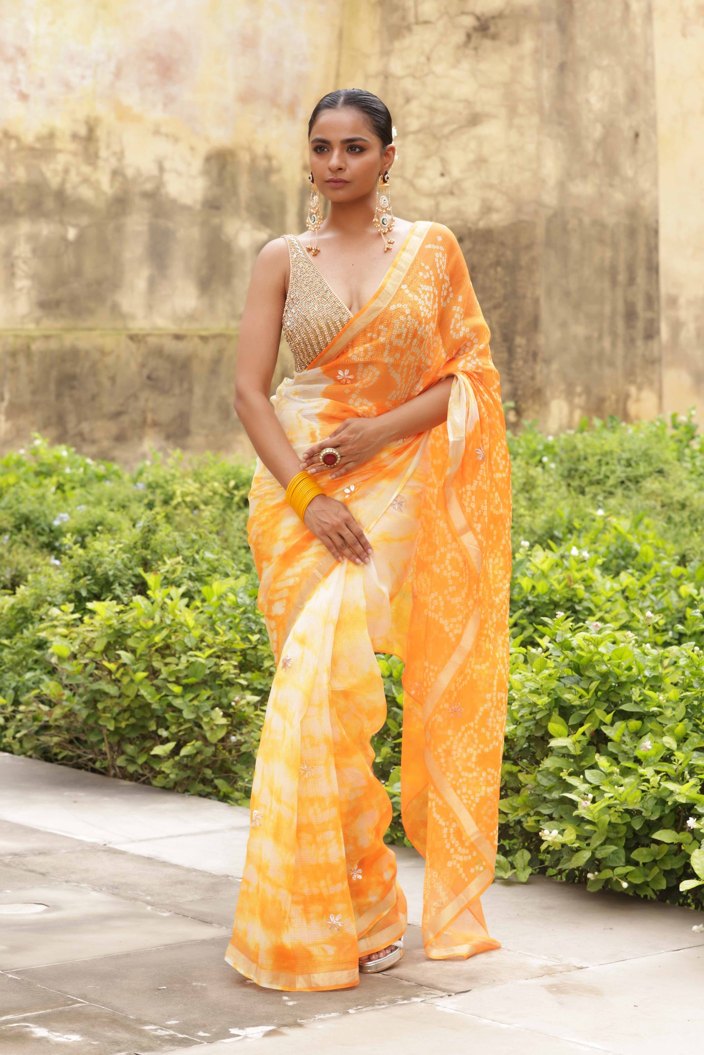 Saffron Aabha Saree