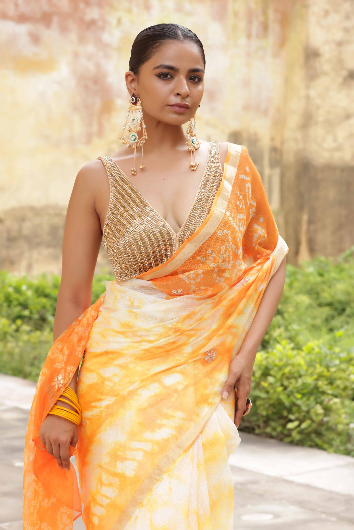 Saffron Aabha Saree