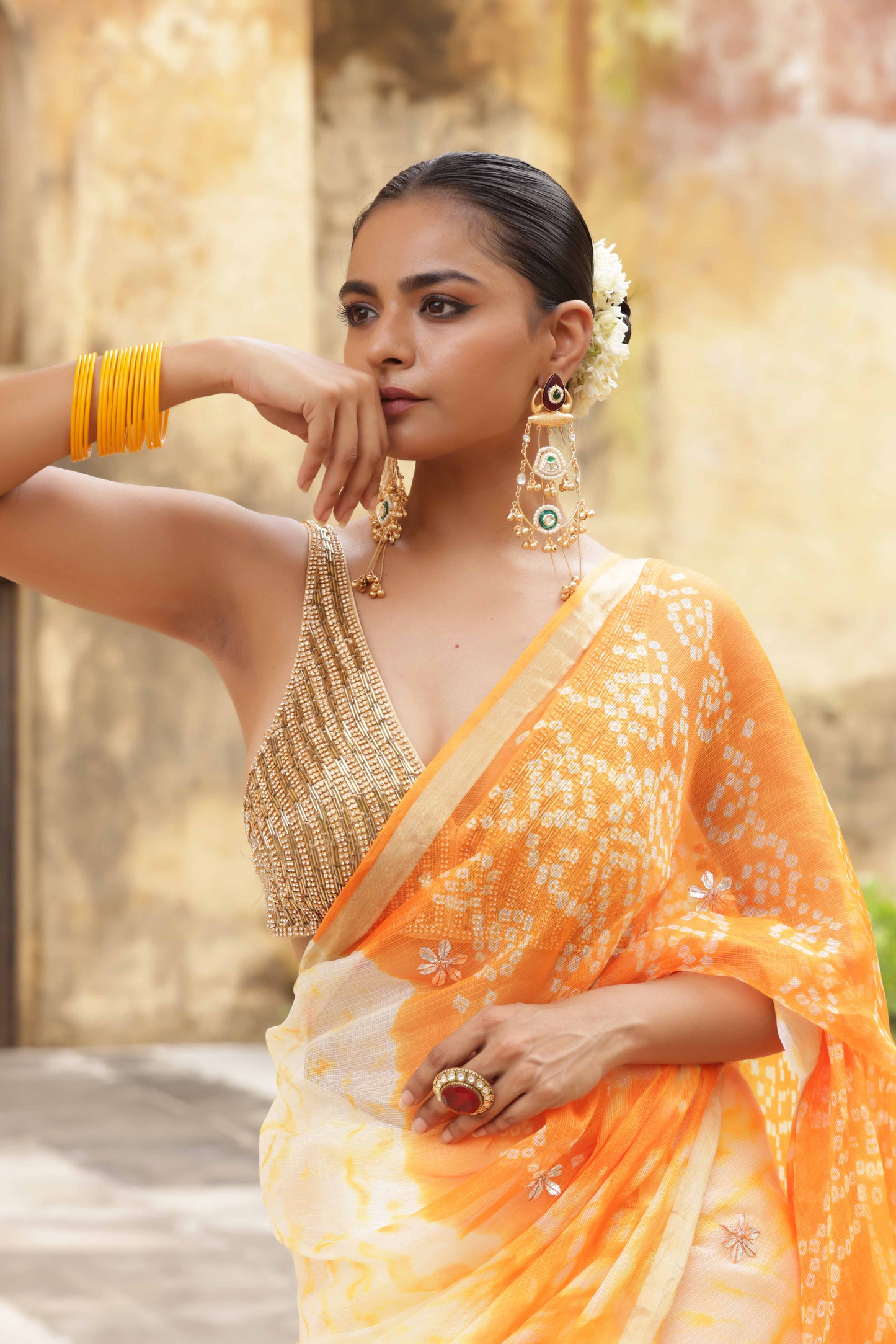 Saffron Aabha Saree