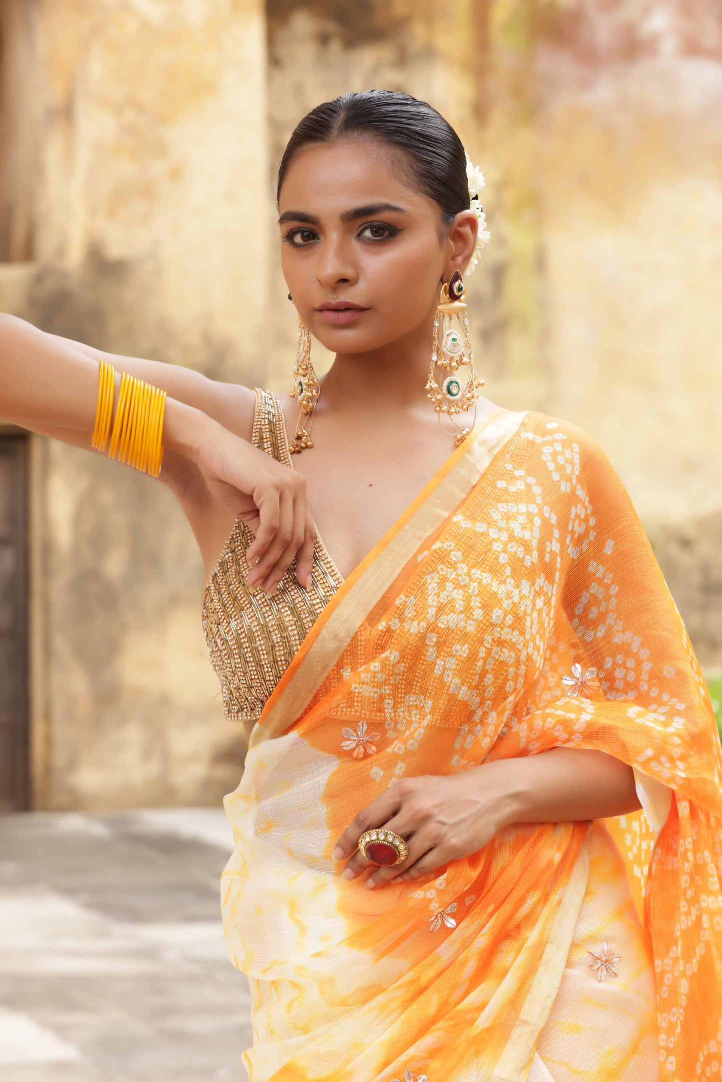Saffron Aabha Saree