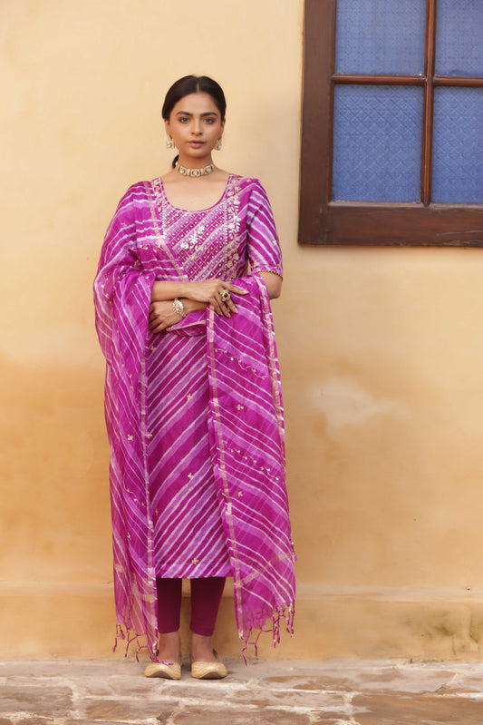 Indrani Leheriya Embroidered Suit Set