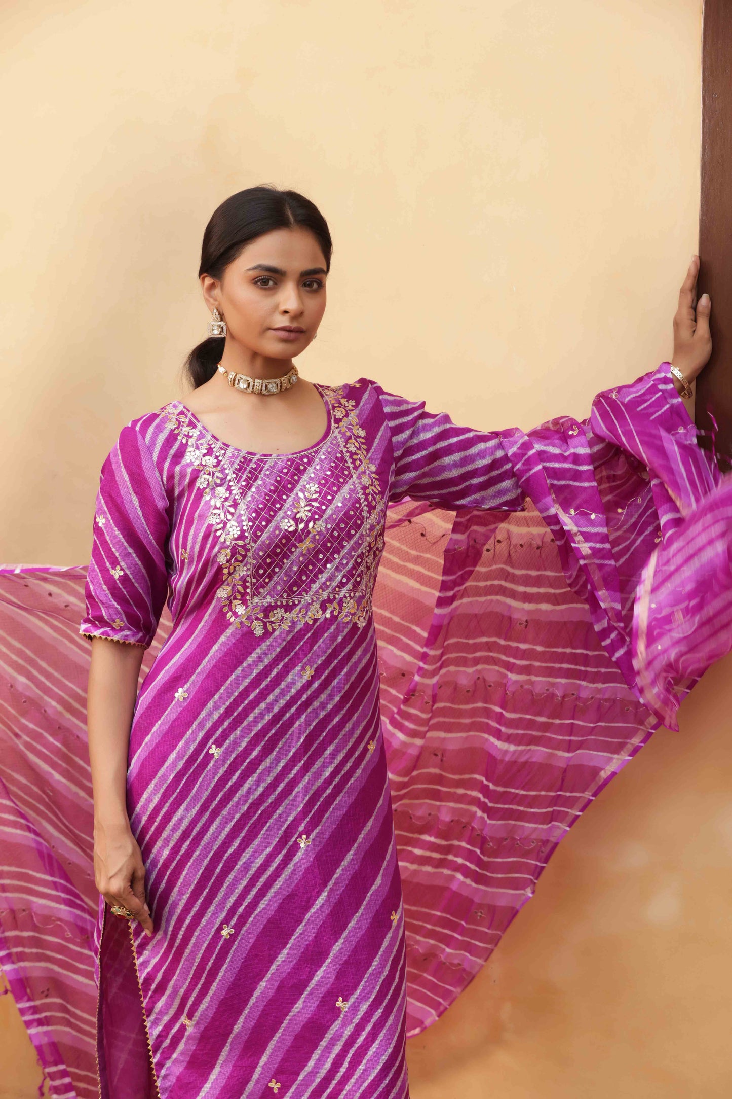 Indrani Leheriya Embroidered Suit Set