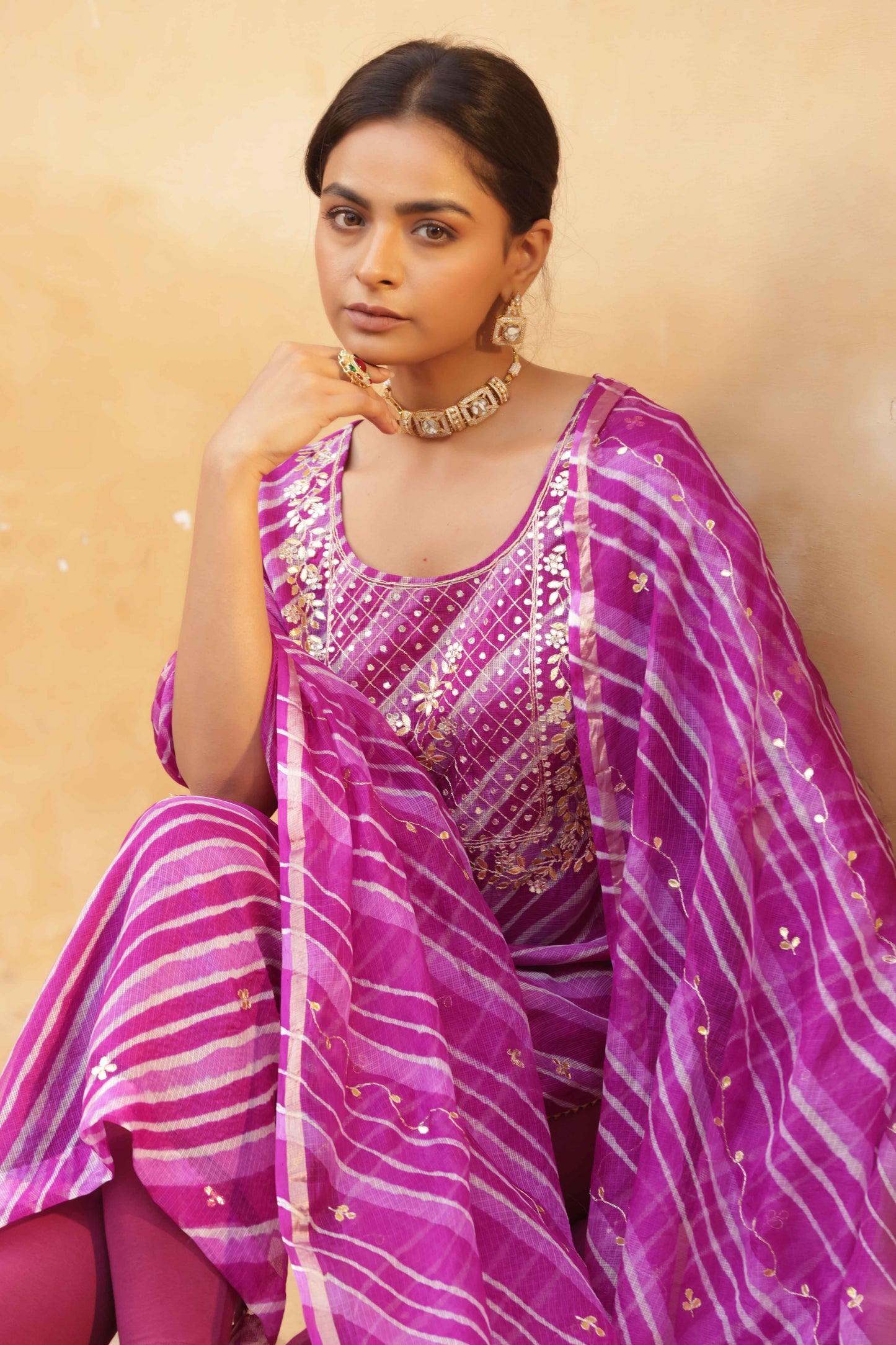 Indrani Leheriya Embroidered Suit Set