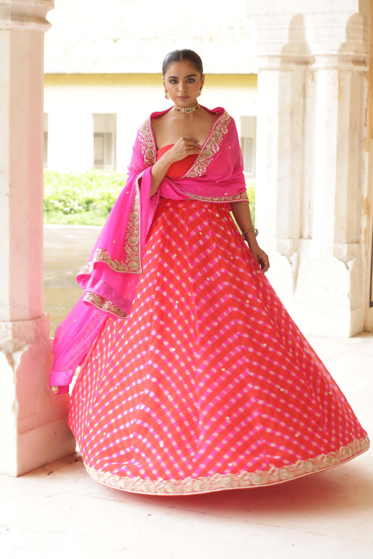 Coral Bloom Zardozi Lehenga