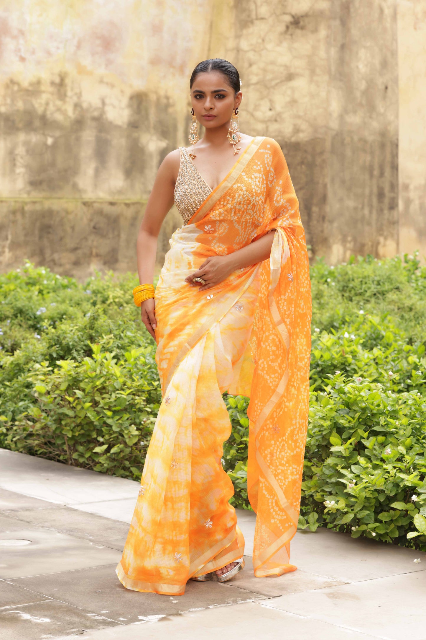 Saffron Aabha Saree