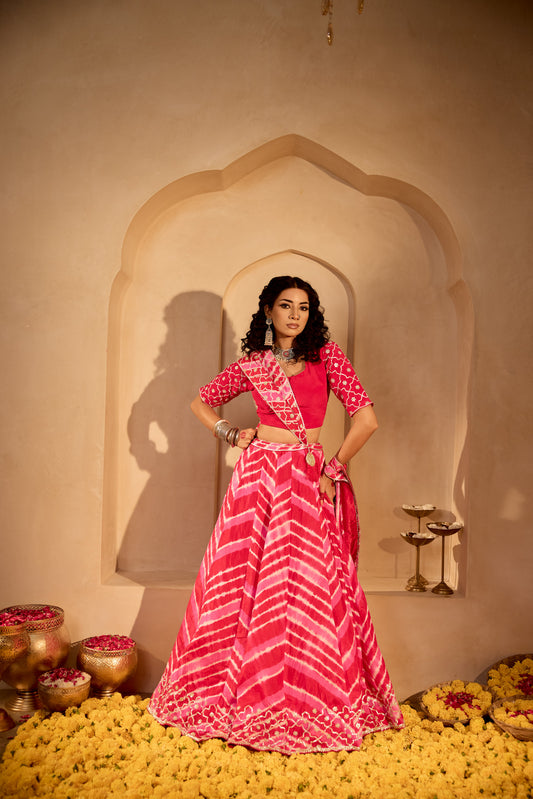 Multicolour Lehriya Lehenga