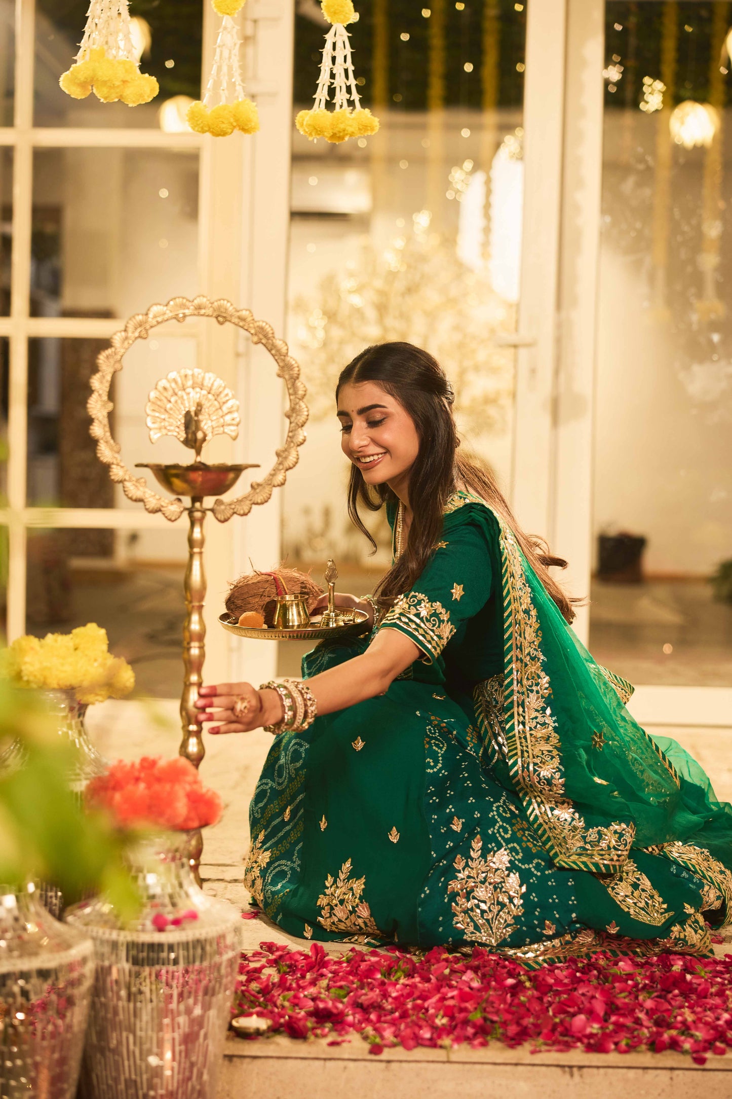 Emerald Bandhej Lehenga