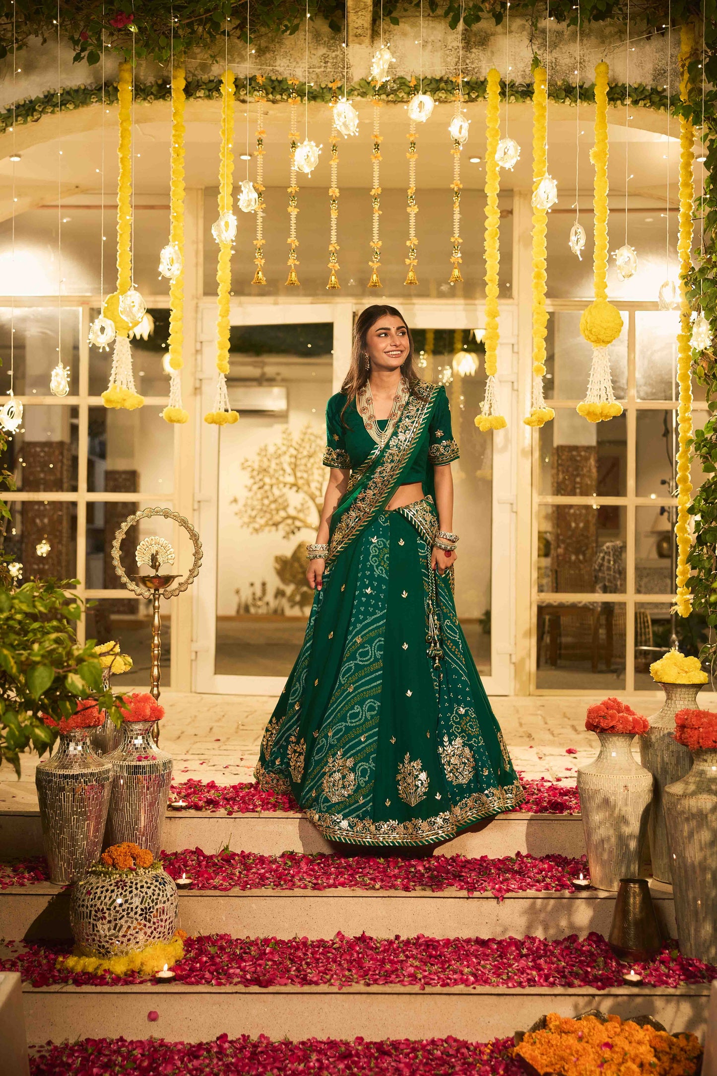 Emerald Bandhej Lehenga