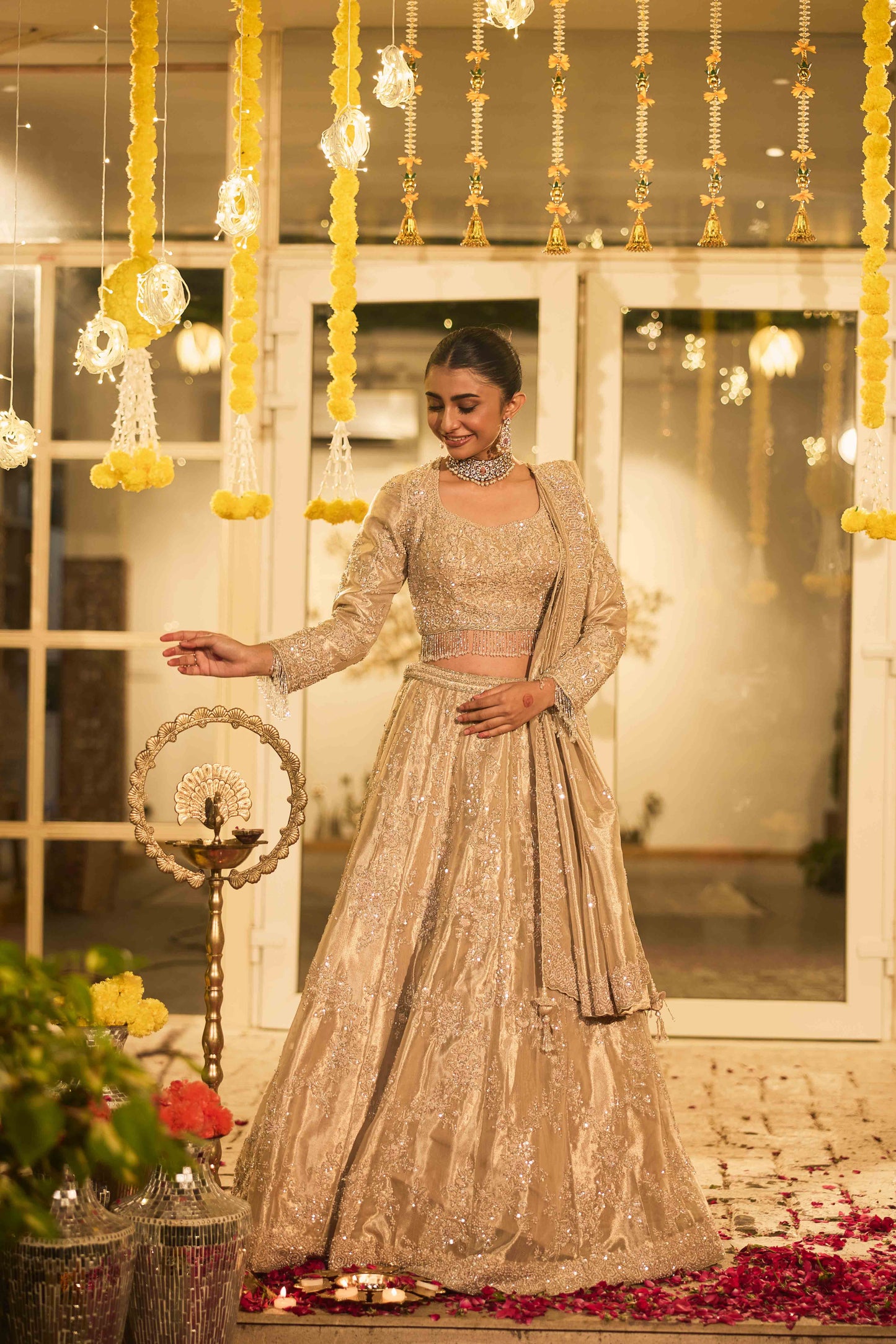 Golden Tissue Elegance Lehenga