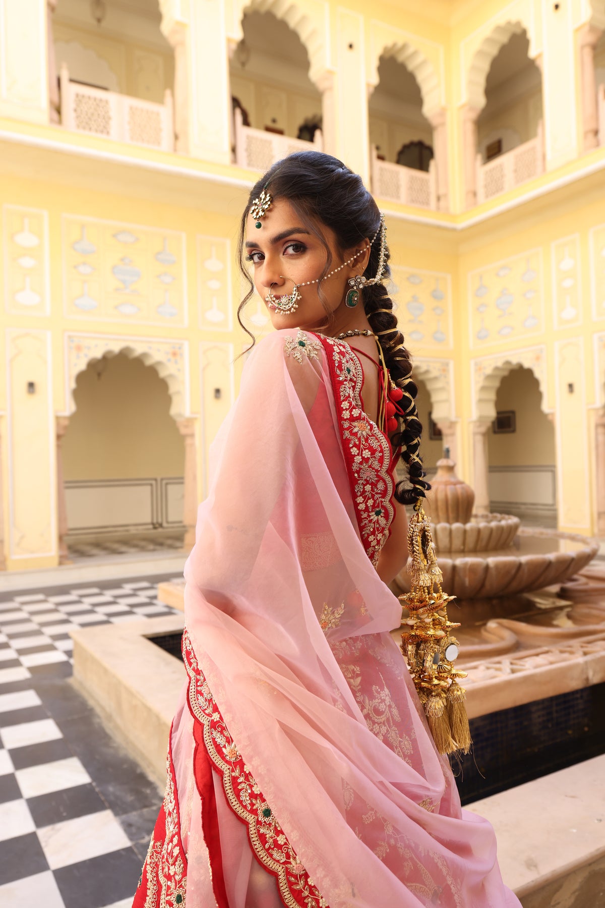 Red Silk Lehenga with Zardozi, Sequin & Aari Work – Royal Elegance