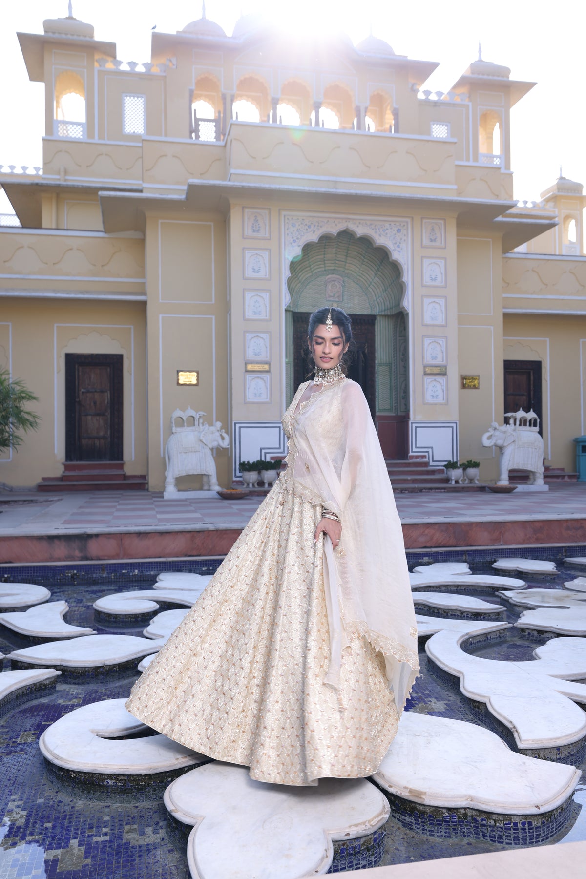 Butter Yellow Pure Munga Silk Lehenga with Aari, Sequin & Cutdana Work